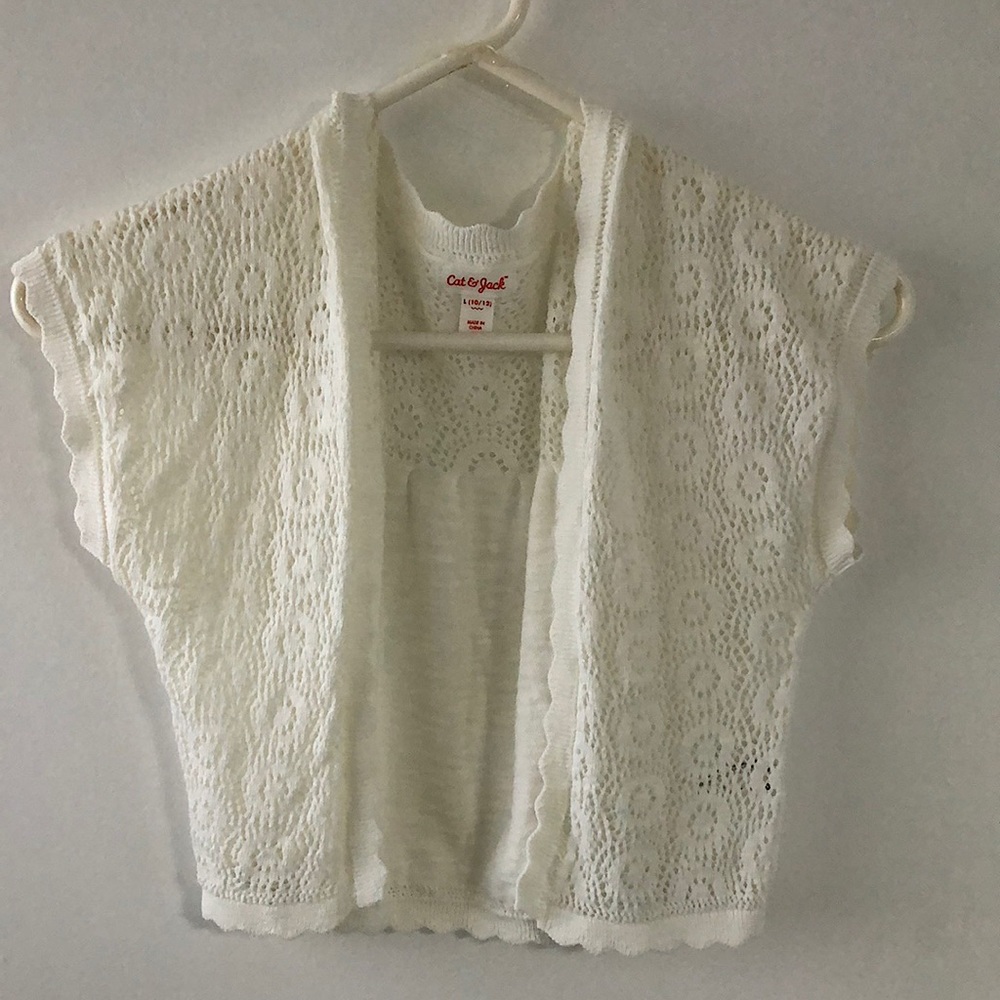 White shirt sleeve cardigan cat & jack
